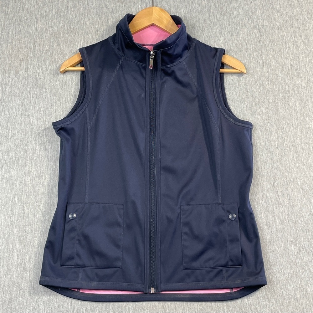 Liz Claiborne Golf Vest Women’s Small Blue Pink Full Zip Lightweight